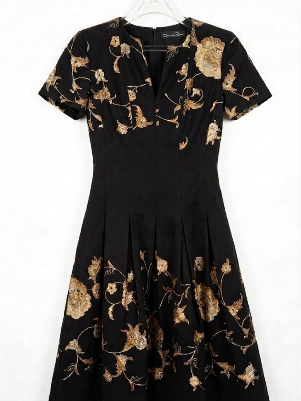 Sophisticated Opulance! Black & Gold Gilded Floral Brocade Fit & Flare Dress